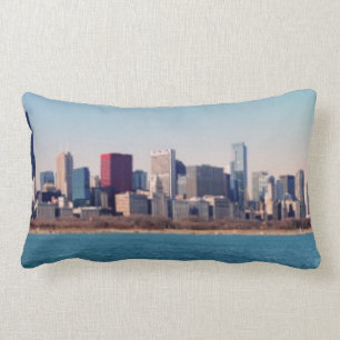 Panorama av den Chicago horisonten Lumbarkudde