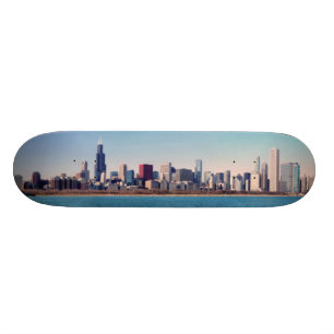 Panorama av den Chicago horisonten Mini Skateboard Bräda 18,7 Cm