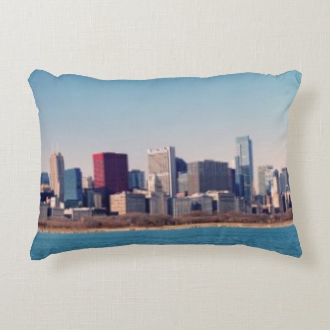Panorama av den Chicago horisonten Prydnadskudde (Framsidan)