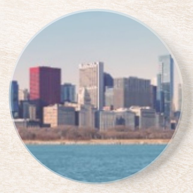 Panorama av den Chicago horisonten Underlägg Sandsten (Framsidan)