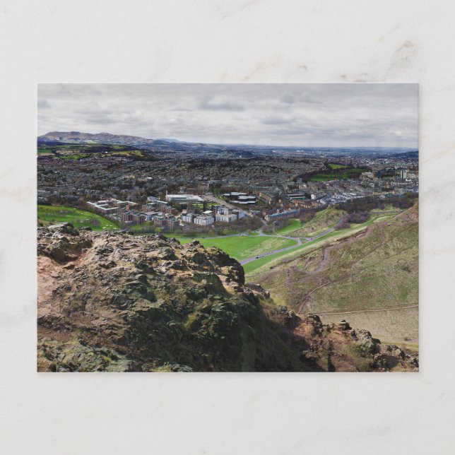 Panorama av Edinburgh Scotland från Arthur's Seat Vykort (Framsida)