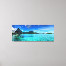 Panorama av en bungalow i Bora-Bora Canvastryck