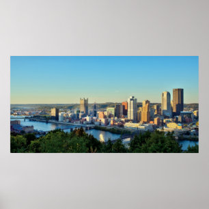 Panorama av i stadens centrum Pittsburg Poster