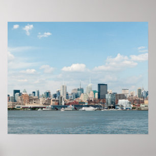 Panorama av midtownen Manhattan över Hudson River Poster