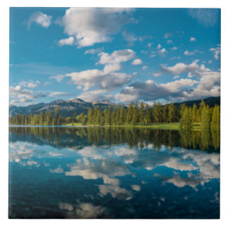 Panorama- beskåda av Beauvert sjön i Jasper Kakelplatta
