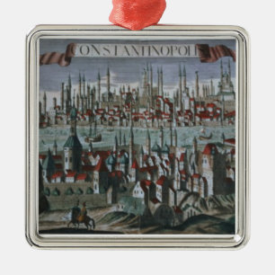 Panorama- beskåda av Constantinople, sent 18th Julgransprydnad Metall
