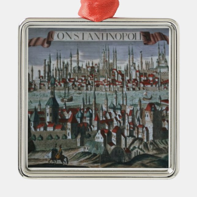 Panorama- beskåda av Constantinople, sent 18th Julgransprydnad Metall (Framsidan)