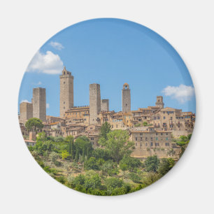 Panorama- beskåda av den San Gimignano Tuscany Magnet