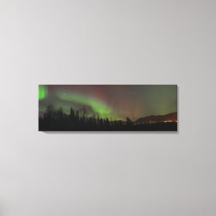 Panorama- beskåda av det nordliga ljuset i Alaska Canvastryck