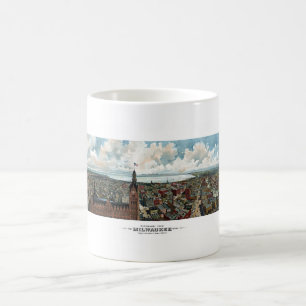 Panorama- beskåda av Milwaukee Wisconsin Kaffemugg