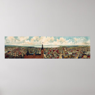 Panorama- beskåda av Milwaukee Wisconsin Poster