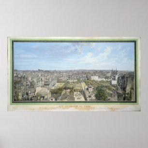 Panorama- beskåda av Paris norrut, 1786 Poster