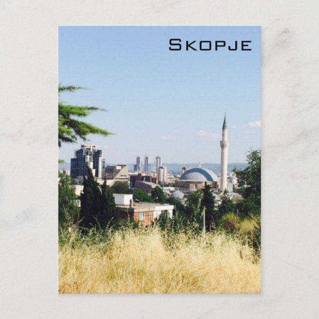 Panorama- beskåda av Skopje Vykort (Framsida)