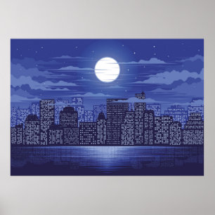 Panorama City of Light Illation abstrakt,archi Poster
