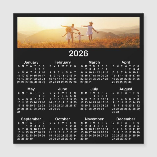 Panorama Foto Svart Vitt 2026 Magnetisk Kalender (Framsida)