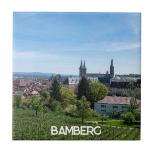 Panorama från den gamla historiska staden Bamberg, Kakelplatta