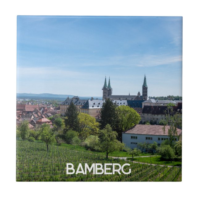Panorama från den gamla historiska staden Bamberg, Kakelplatta (Framsidan)