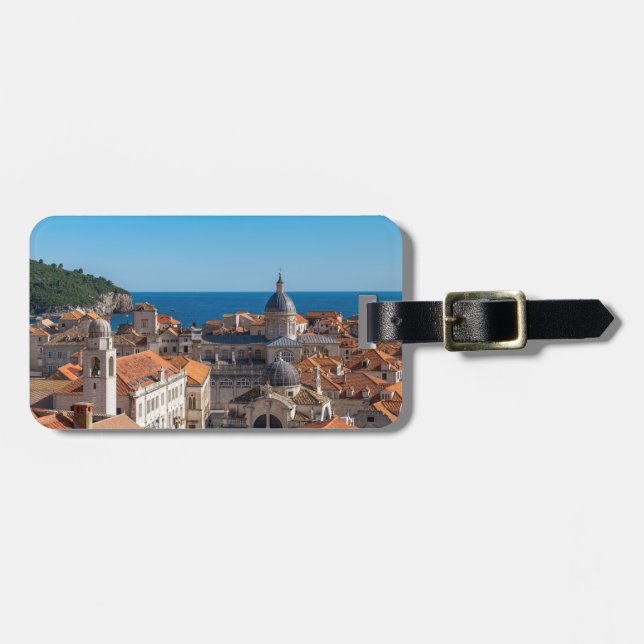 Panorama från staden Dubrovnik - Kroatien Bagagebricka (Horisontell Framsida)