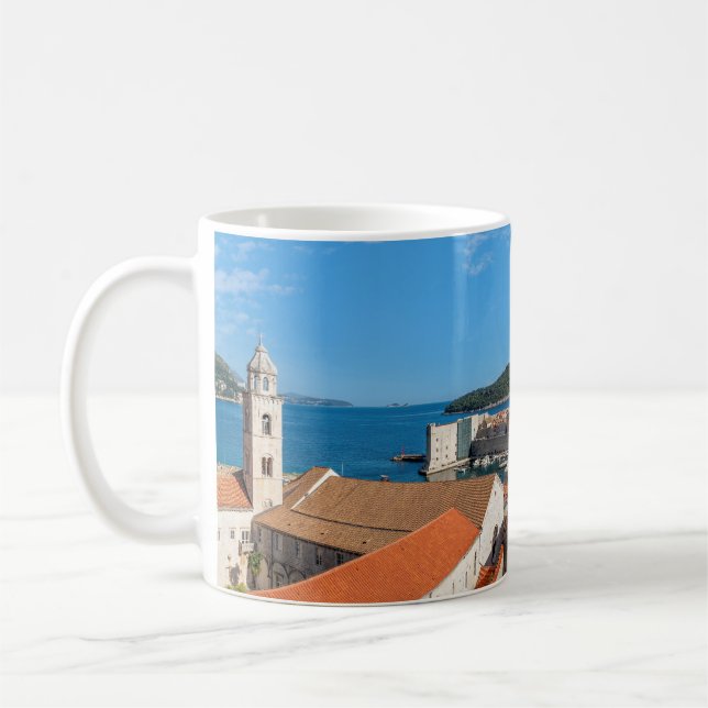 Panorama från staden Dubrovnik - Kroatien Kaffemugg (Vänster)
