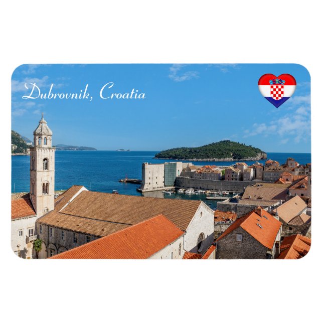Panorama från staden Dubrovnik - Kroatien Magnet (Horisontell)