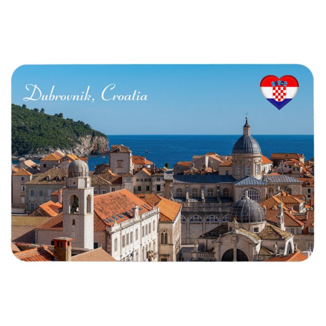 Panorama från staden Dubrovnik - Kroatien Magnet (Horisontell)