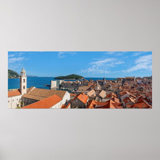 Panorama från staden Dubrovnik - Kroatien Poster (Framsidan)