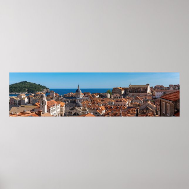 Panorama från staden Dubrovnik - Kroatien Poster (Framsidan)