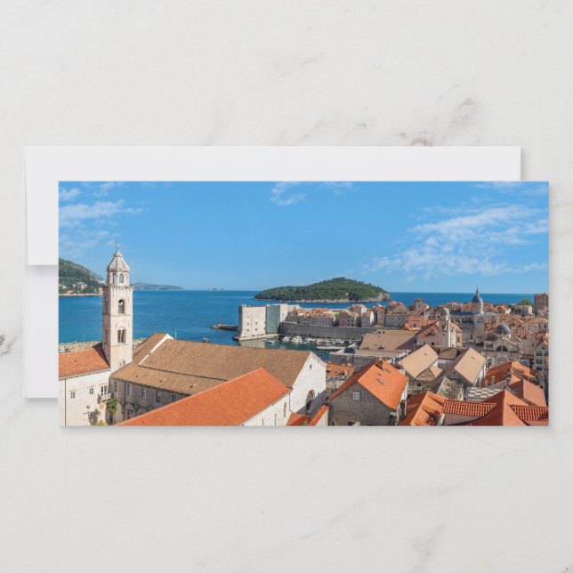 Panorama från staden Dubrovnik - Kroatien Tack Kort (Framsida)