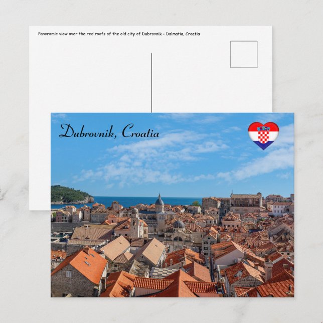 Panorama från staden Dubrovnik - Kroatien Vykort (Fram/baksida)