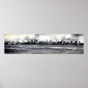 Panorama- horisont för vintage NYC fotograferar Poster