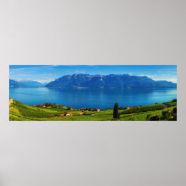 Panorama i Lavaux-regionen, Vaud, Schweiz Poster