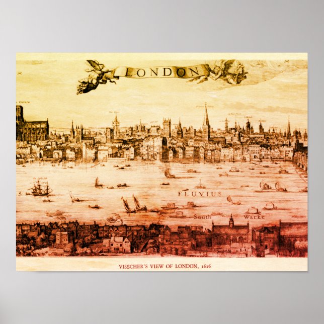 Panorama i London 1616 Poster (Framsidan)