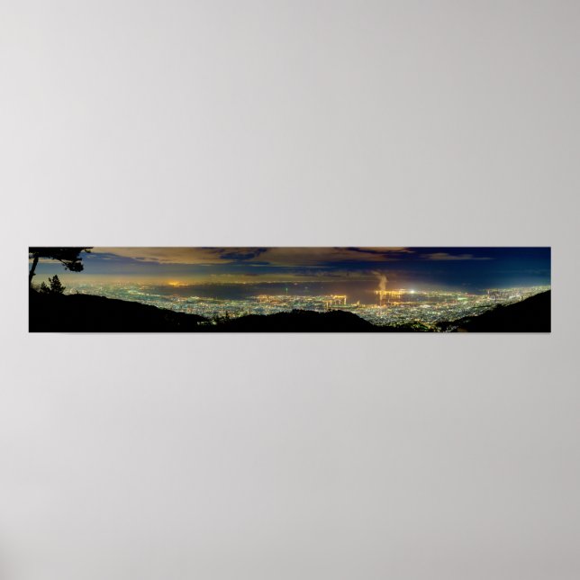 Panorama Kansai Osaka Bay Japan från Mt Rokko Poster (Framsidan)