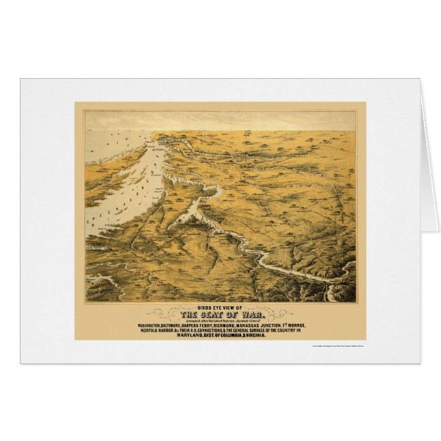 Panorama- karta 1861 för inbördeskrig hälsningskort (Framsidan Horizontal)