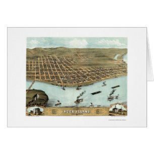 Panorama- karta för stenö, IL - 1869 Hälsningskort