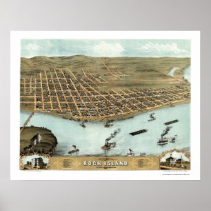 Panorama- karta för stenö, IL - 1869 Poster