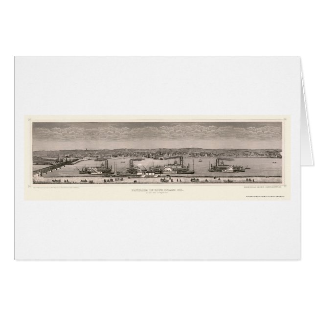 Panorama- karta för stenö, IL - 1874 Hälsningskort (Framsidan Horizontal)