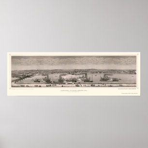 Panorama- karta för stenö, IL - 1874 Poster