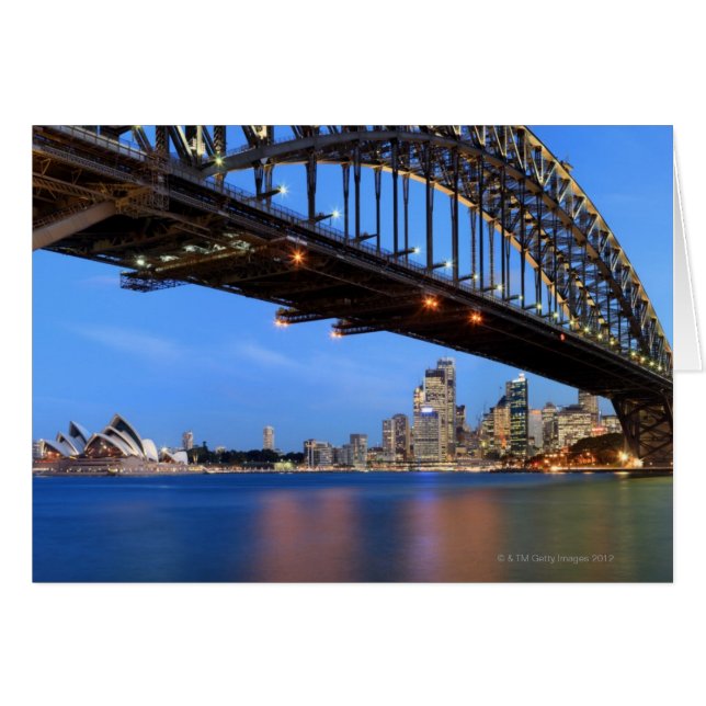 Panorama of Sydney Harbor Bridge, Sydney Opera Hälsningskort (Framsidan Horizontal)