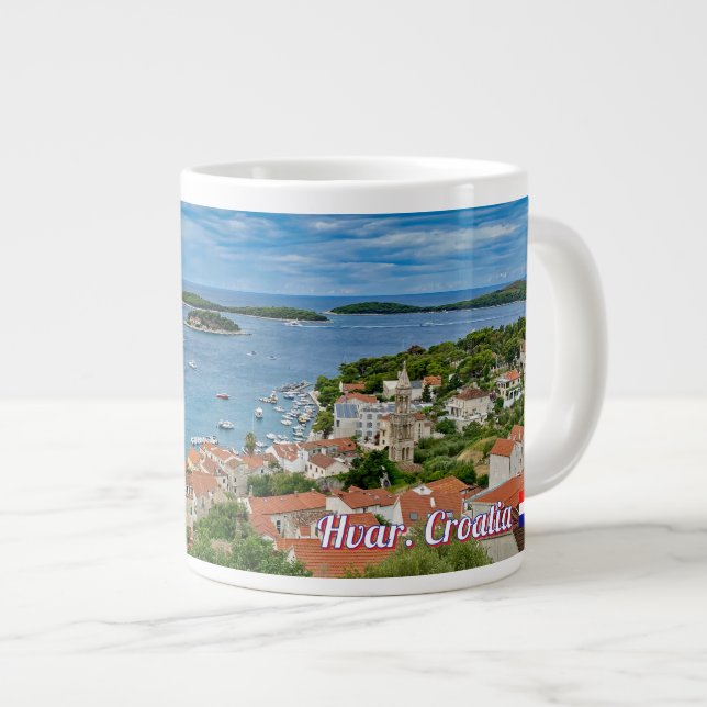 Panorama över Hvar i Kroatien resa Jumbo Mugg (Framsida höger)