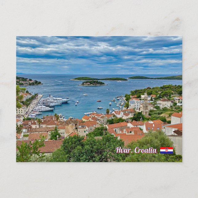 Panorama över Hvar i Kroatien resa Vykort (Framsida)