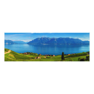 Panorama på den Lavaux regionen, Vaud, Schweitz Fototryck