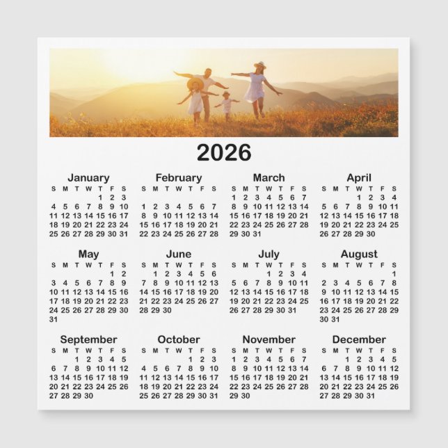 Panorama Photo Black 2026 Magnetic Calendar (Framsida)