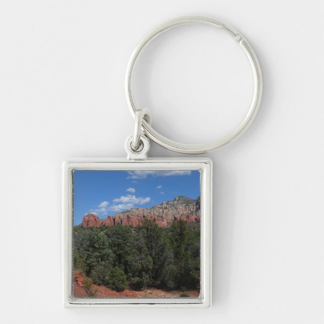 Panorama Red Sten i Sedona Arizona Fyrkantig Silverfärgad Nyckelring (Framsidan)