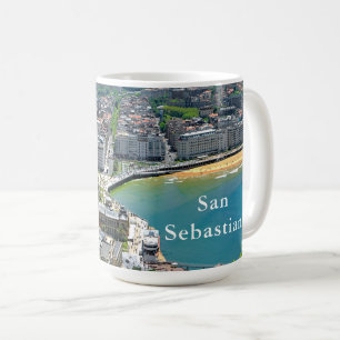 Panorama. San Sebastian och fjärden av Laconcha.e Kaffemugg