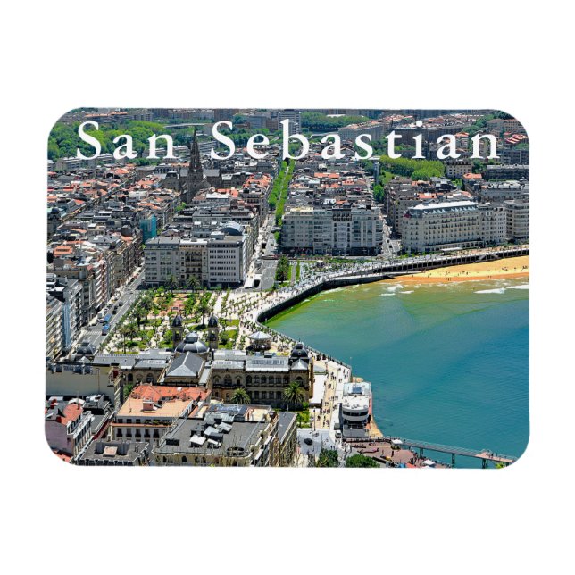 Panorama. San Sebastian och La Concha Bay. Magnet (Horisontell)