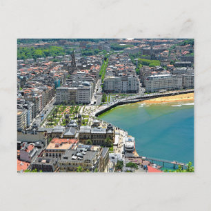 Panorama. San Sebastian och La Concha-bukten. Vykort