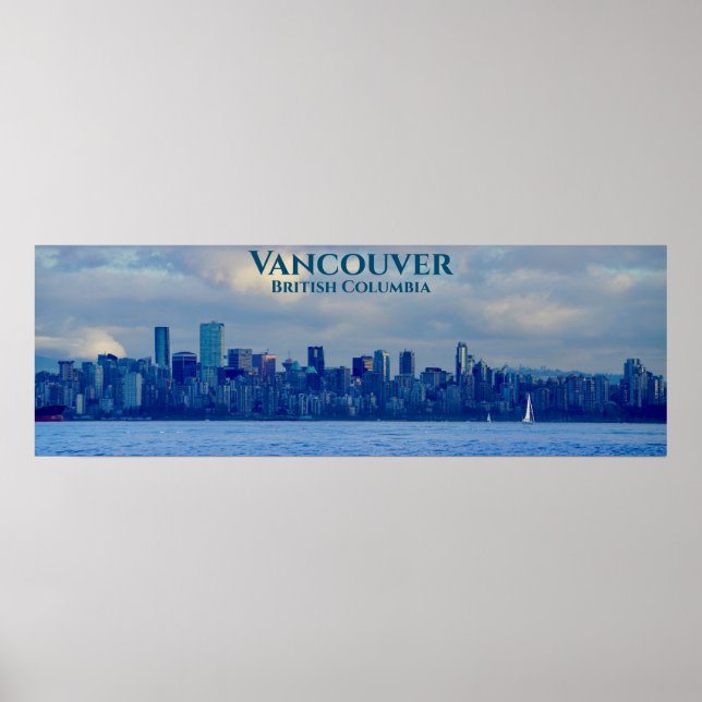 Panorama Skyline Vancouver British Columbia Photo Poster (Framsidan)