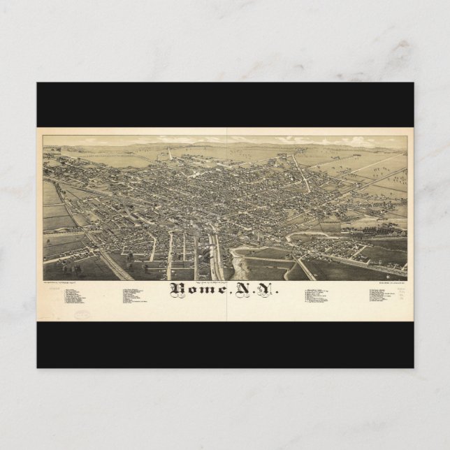 Panorama View of Rom New York (1886) Vykort (Framsida)