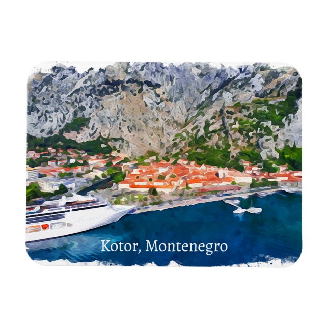 Panorama-vy för Bevackra Kotor Bay Montenegro Magnet (Horisontell)